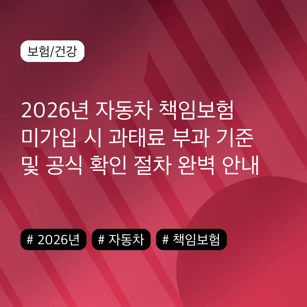 2026년 자동차 책임보험 미가입 시 과태료 부과 기준 및 공식 확인 절차 완벽 안내