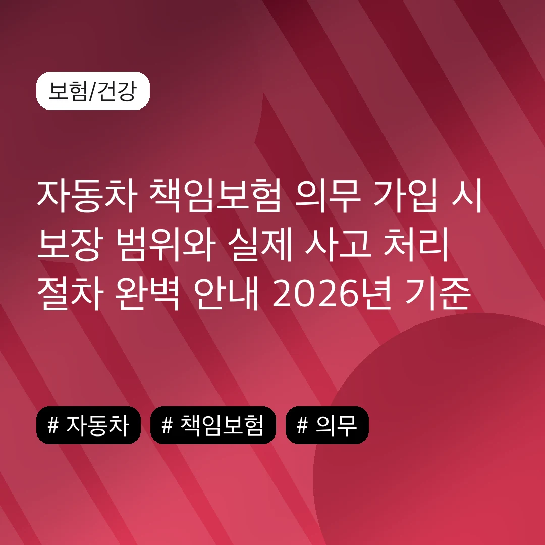 자동차 책임보험 의무 가입 시 보장 범위와 실제 사고 처리 절차 완벽 안내 2026년 기준