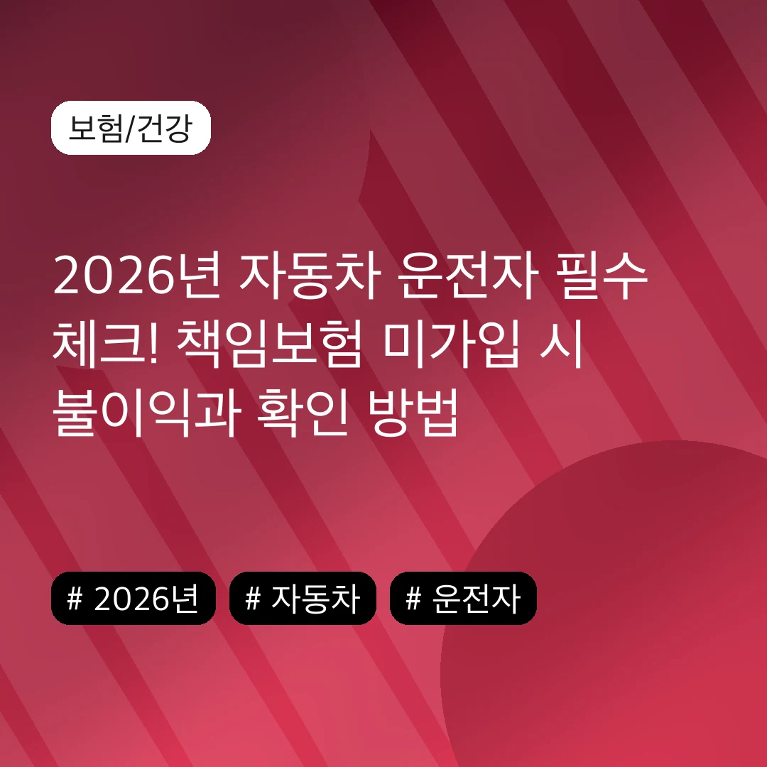 2026년 자동차 운전자 필수 체크! 책임보험 미가입 시 불이익과 확인 방법