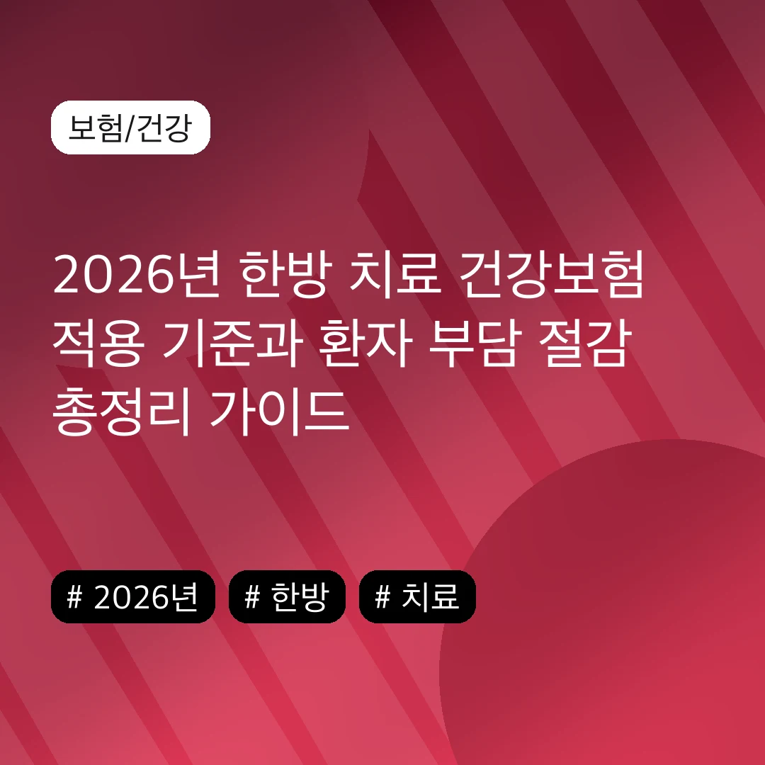 2026년 한방 치료 건강보험 적용 기준과 환자 부담 절감 총정리 가이드