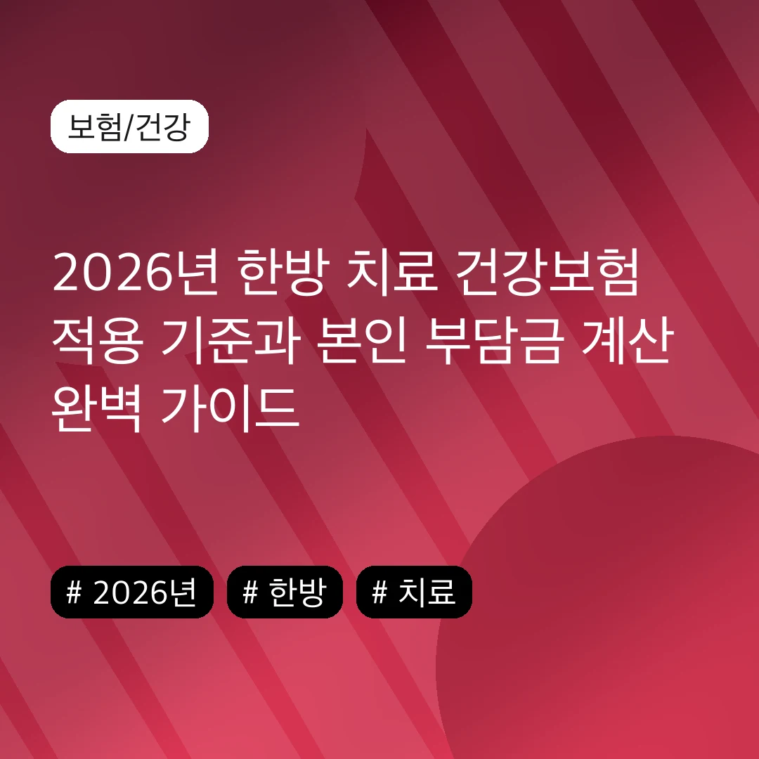 2026년 한방 치료 건강보험 적용 기준과 본인 부담금 계산 완벽 가이드